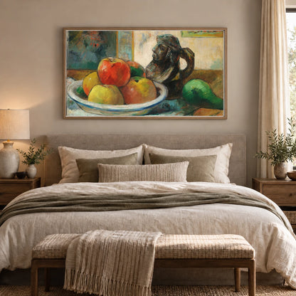 Still Life With Apples, A Pear, And A Ceramic Portrait Jug — Paul Gauguin shown in a styled interior