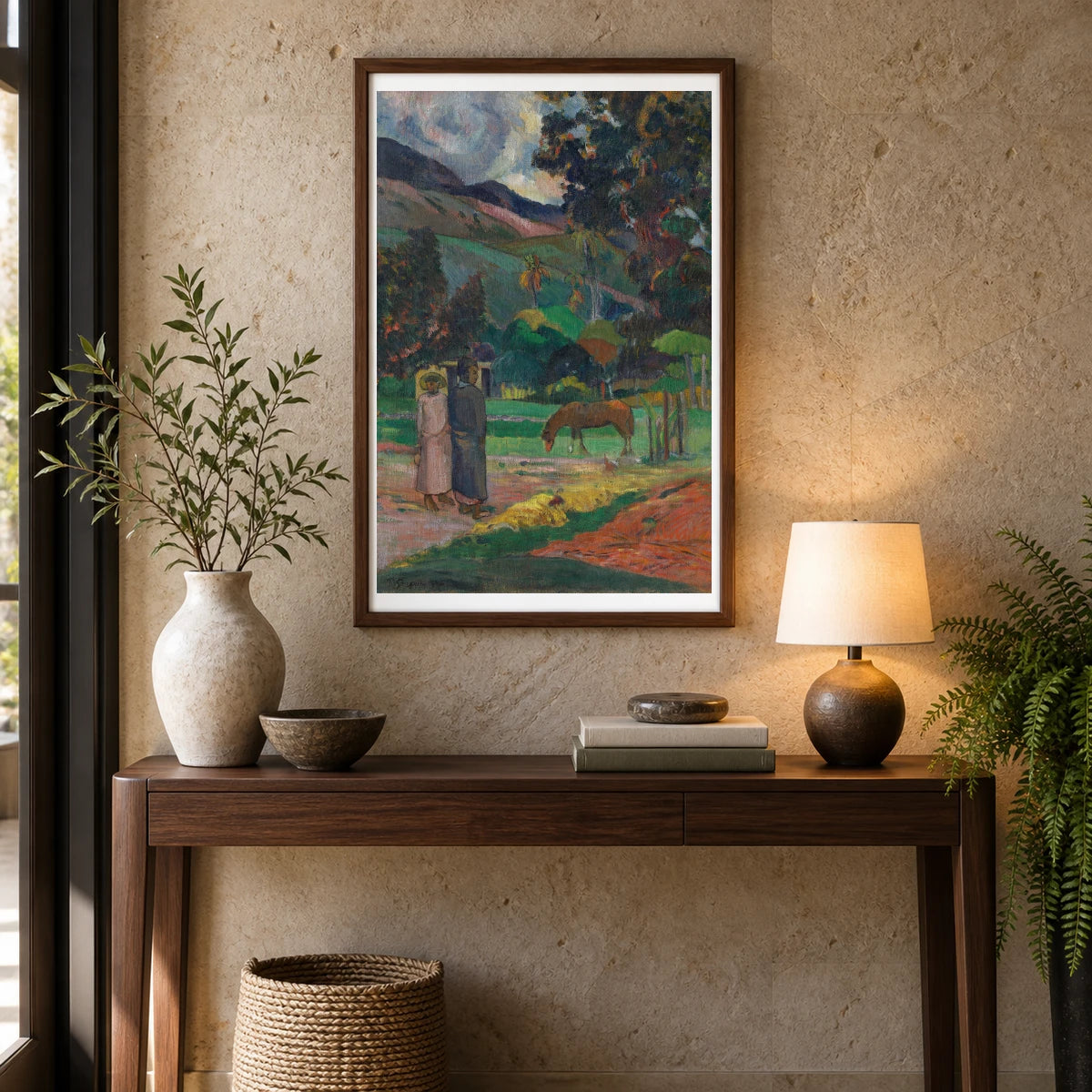 Tahitian Landscape — Paul Gauguin shown in a styled interior