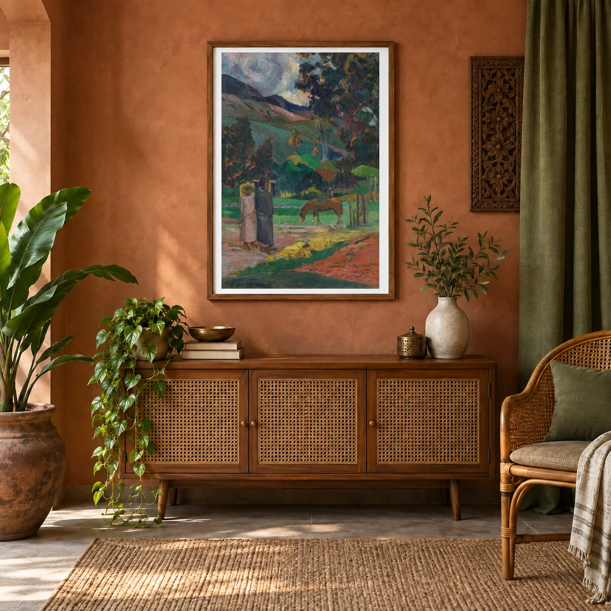 Tahitian Landscape — Paul Gauguin shown in a styled interior
