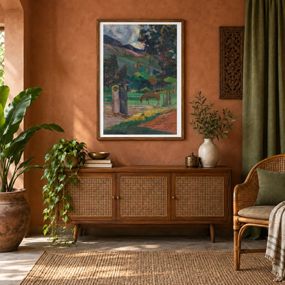 Tahitian Landscape — Paul Gauguin shown in a styled interior