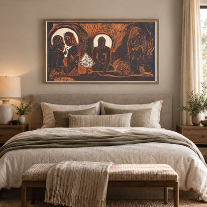 Te Atua (the Gods) (1893–1894) — Paul Gauguin shown in a styled interior