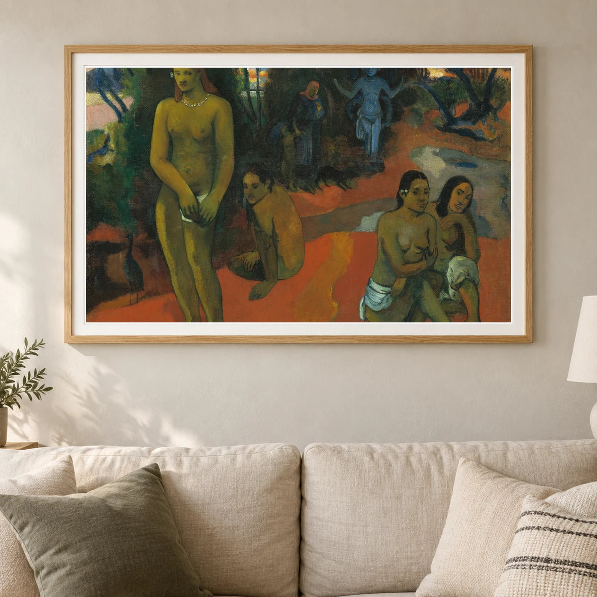Te Pape Nave Nave (delectable Waters) — Paul Gauguin shown in a styled interior