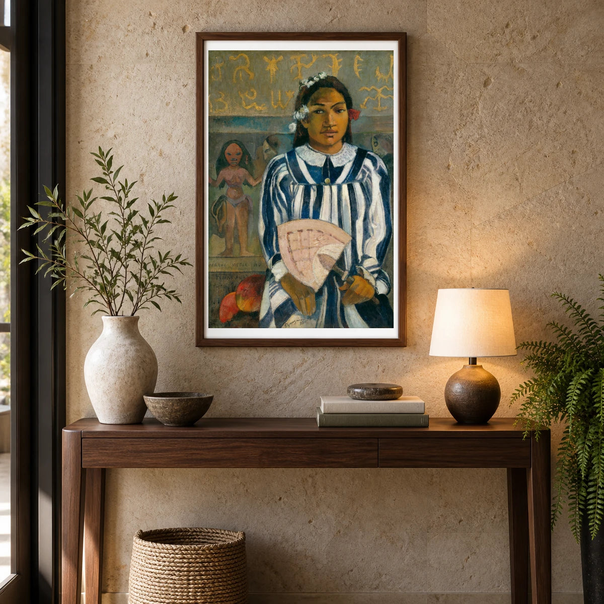 The Ancestors Of Tehamana Or Tehamana Has Many Parents (merahi Metua No Tehamana) — Paul Gauguin shown in a styled interior