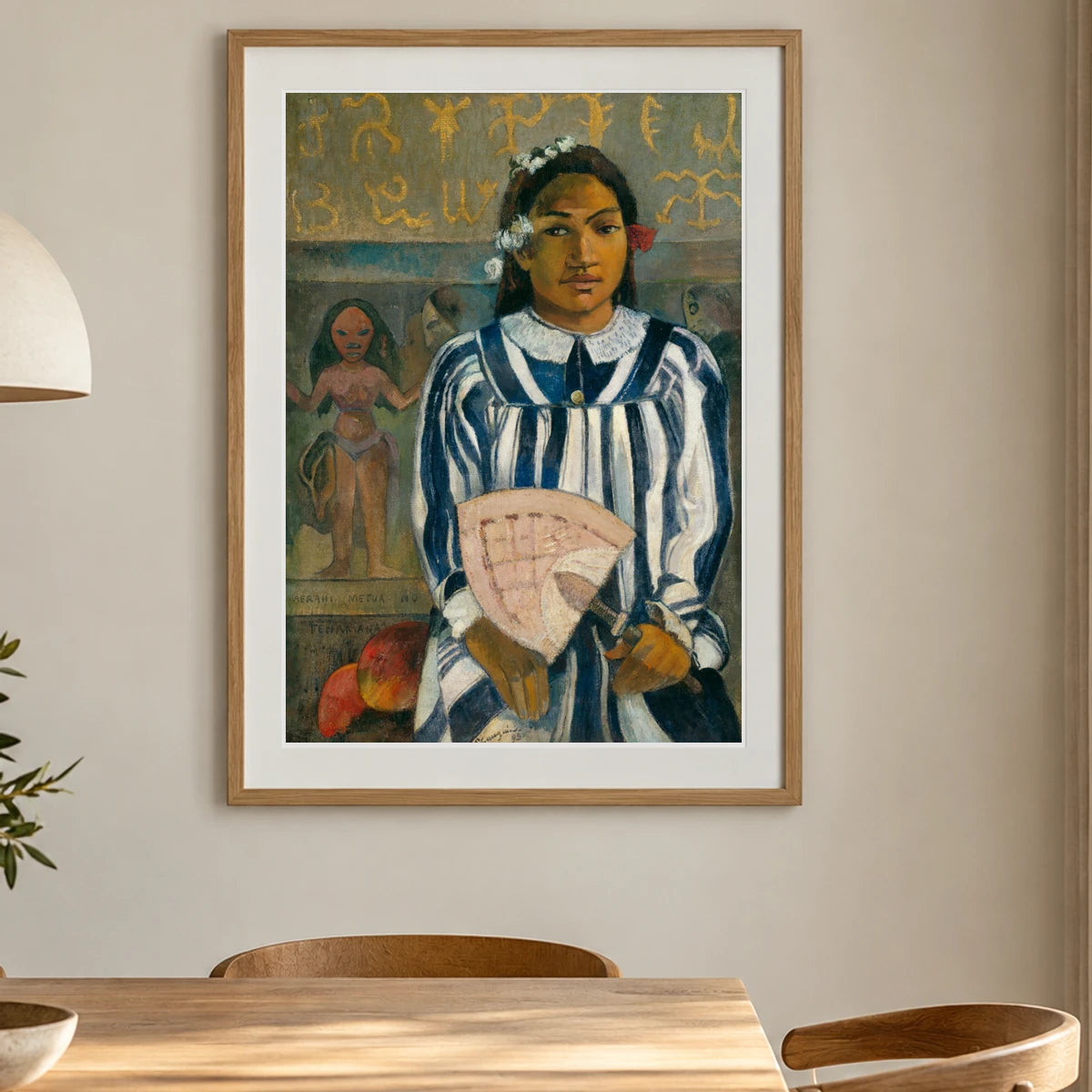 The Ancestors Of Tehamana Or Tehamana Has Many Parents (merahi Metua No Tehamana) — Paul Gauguin shown in a styled interior