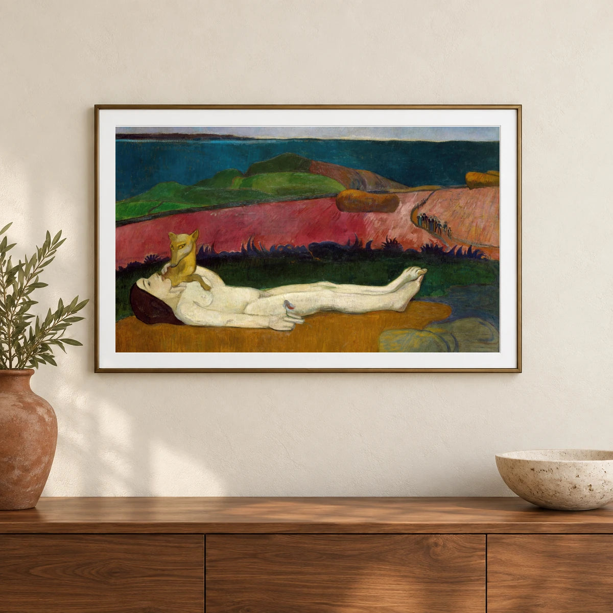 The Loss Of Virginity (1890 1891) — Paul Gauguin shown in a styled interior