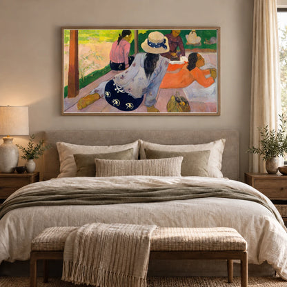 The Siesta (ca. 1892–94) — Paul Gauguin shown in a styled interior