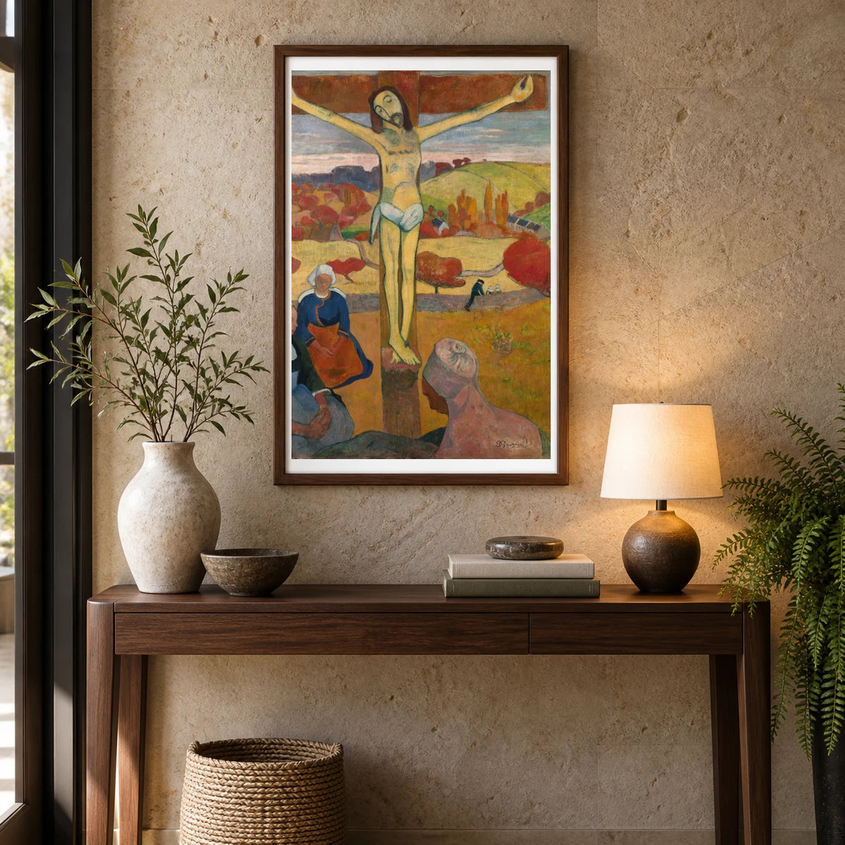 The Yellow Christ — Paul Gauguin shown in a styled interior