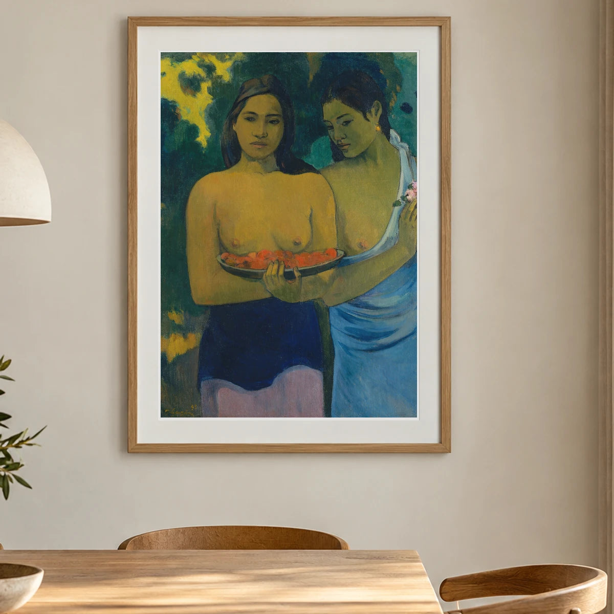 Two Tahitian Women — Paul Gauguin shown in a styled interior