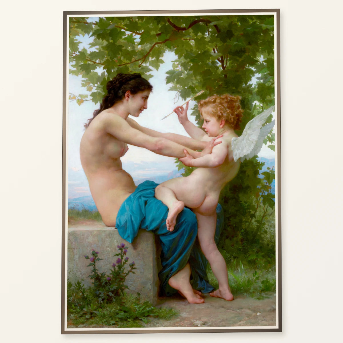 A Young Girl Defending Herself Against Eros (1825 1905) William Adolphe Bouguereau — Neo-Impressionism neo-impressionism print by SaamCrafts