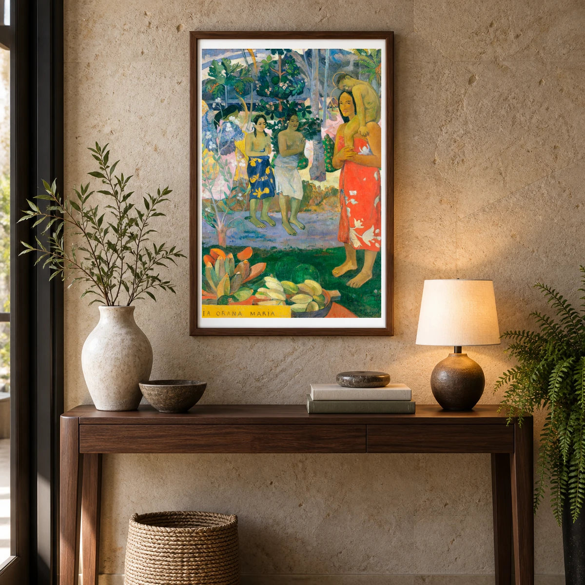 Hail Mary (ia Orana Maria) (1891) By Paul Gauguin — Neo-Impressionism shown in a styled interior