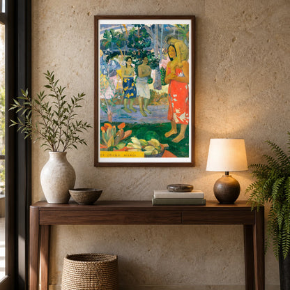 Hail Mary (ia Orana Maria) (1891) By Paul Gauguin — Neo-Impressionism shown in a styled interior