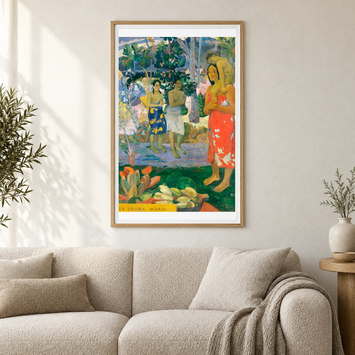 Hail Mary (ia Orana Maria) (1891) By Paul Gauguin — Neo-Impressionism shown in a styled interior