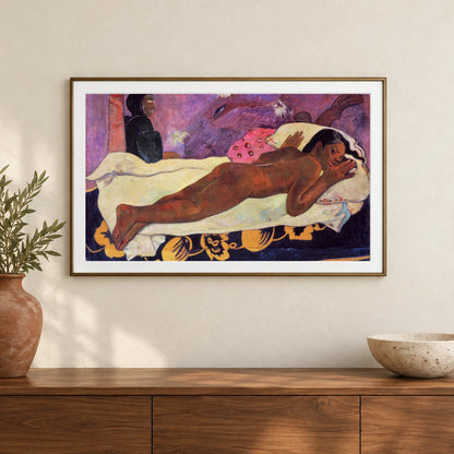 Paul Gauguin S Spirit Of The Dead Watching (1892) Famous Painting — Neo-Impressionism shown in a styled interior