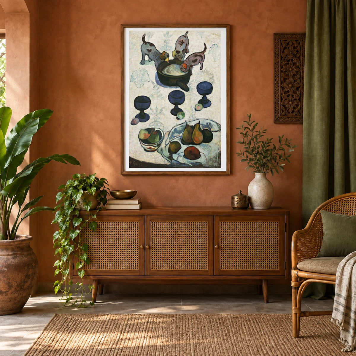 Paul Gauguin S Still Life With Three Puppies — Neo-Impressionism shown in a styled interior