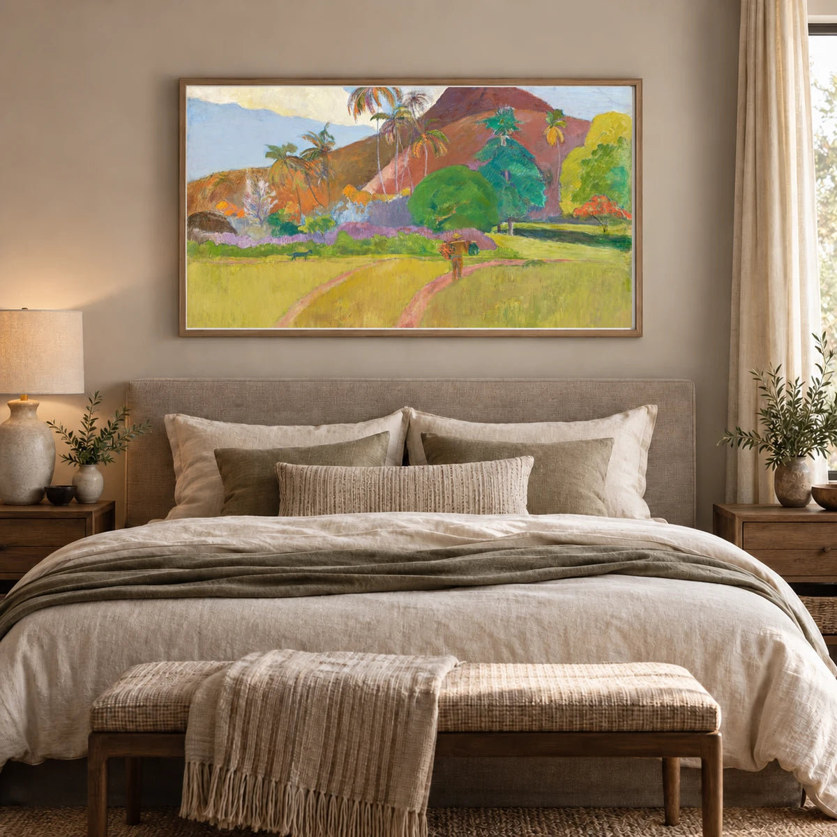 Paul Gauguin S Tahitian Landscape — Neo-Impressionism shown in a styled interior