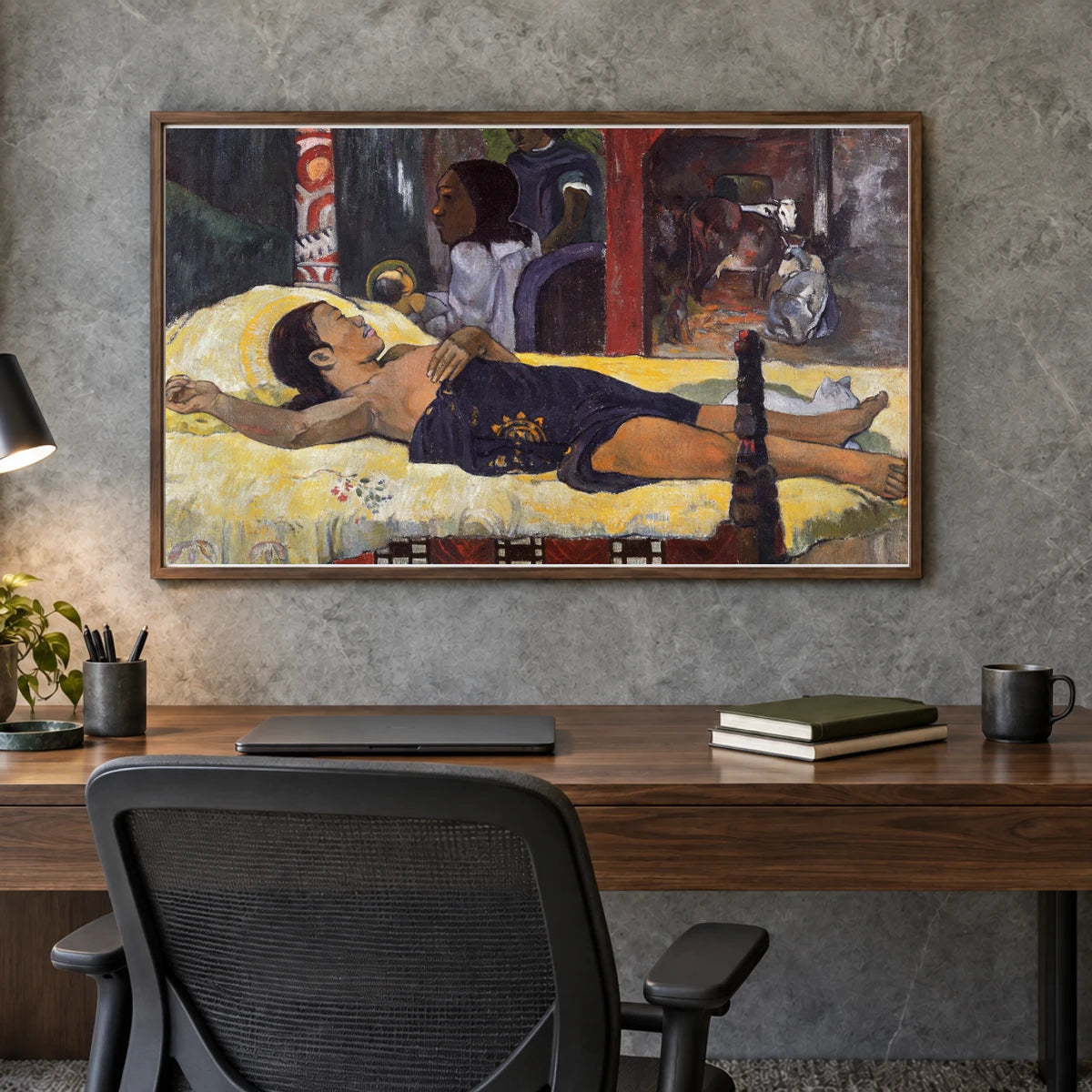 Paul Gauguin S The Birth Of Christ (te Tamari No Atua) — Neo-Impressionism shown in a styled interior