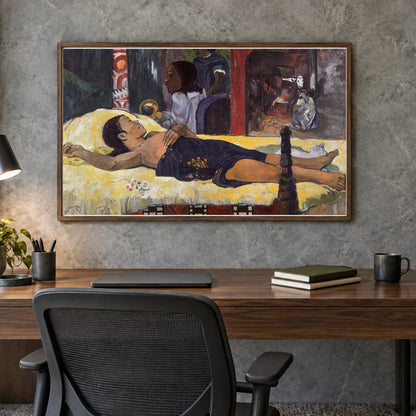 Paul Gauguin S The Birth Of Christ (te Tamari No Atua) — Neo-Impressionism shown in a styled interior