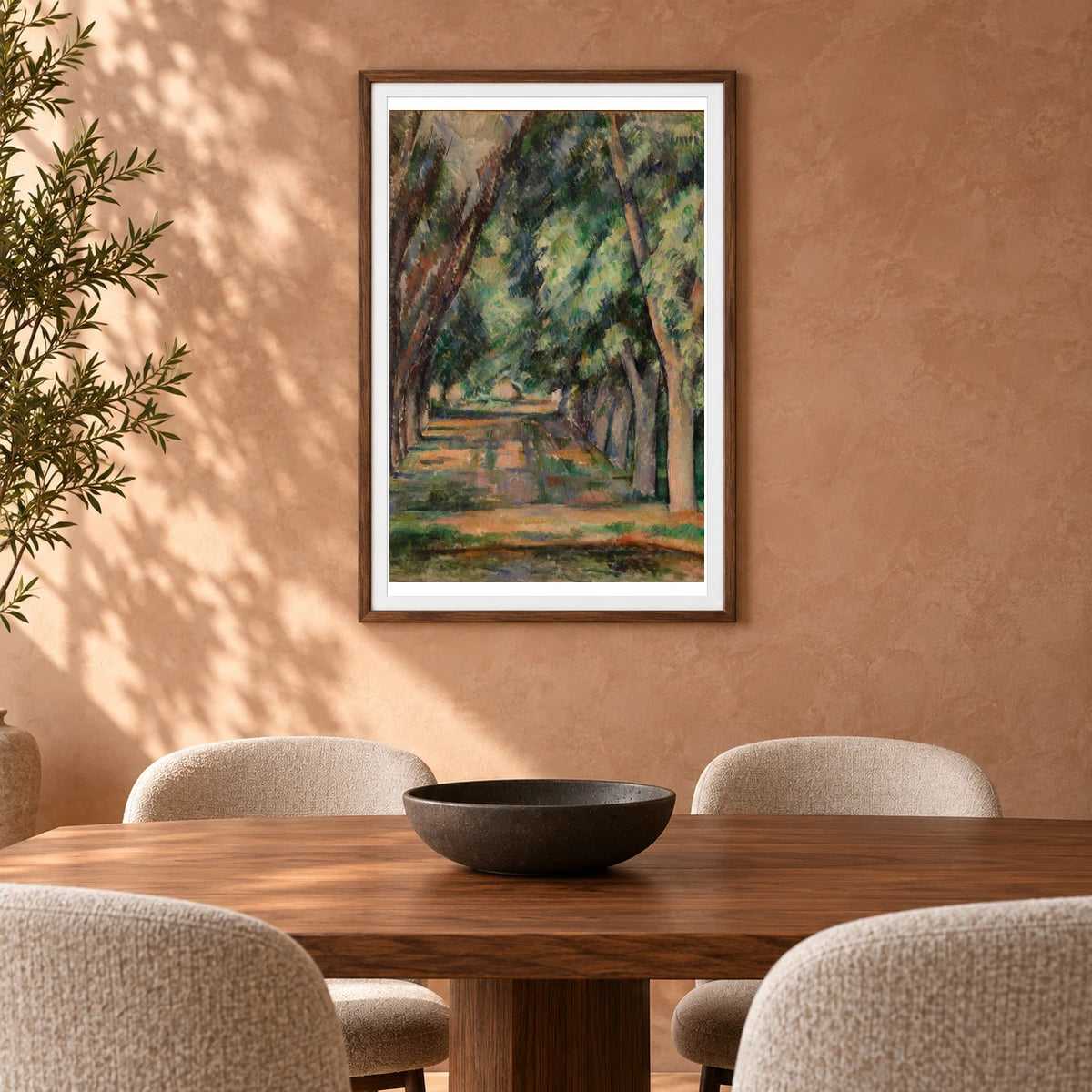 The Allée Of Chestnut Trees At The Jas De Bouffan (l Allée Des Marronniers Au Jas De Bouffan) By Paul Cézanne — Neo-Impressionism shown in a styled interior