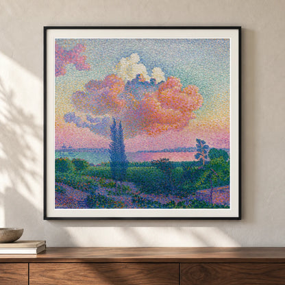 The Pink Cloud (ca. 1896) Henri Edmond Cross — Neo-Impressionism shown in a styled interior