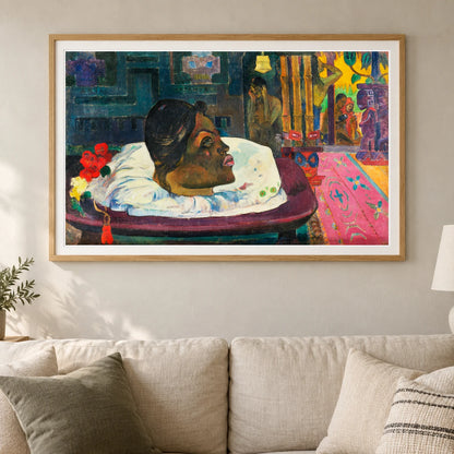The Royal End (arii Matamoe) (1892) By Paul Gauguin — Neo-Impressionism shown in a styled interior