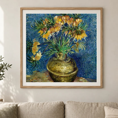 Vincent Van Gogh S Imperial Fritillaries In A Copper Vase — Neo-Impressionism shown in a styled interior