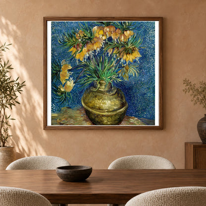Vincent Van Gogh S Imperial Fritillaries In A Copper Vase — Neo-Impressionism shown in a styled interior