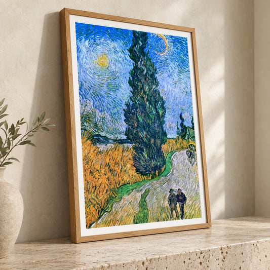 Vincent Van Gogh S Road With Cypress And Star — Neo-Impressionism neo-impressionism print by SaamCrafts