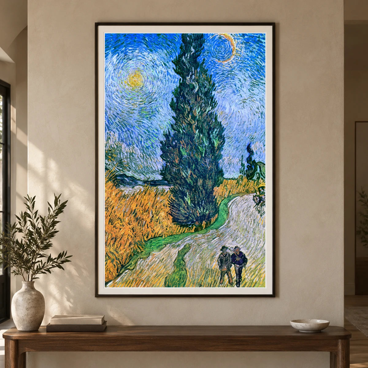 Vincent Van Gogh S Road With Cypress And Star — Neo-Impressionism shown in a styled interior