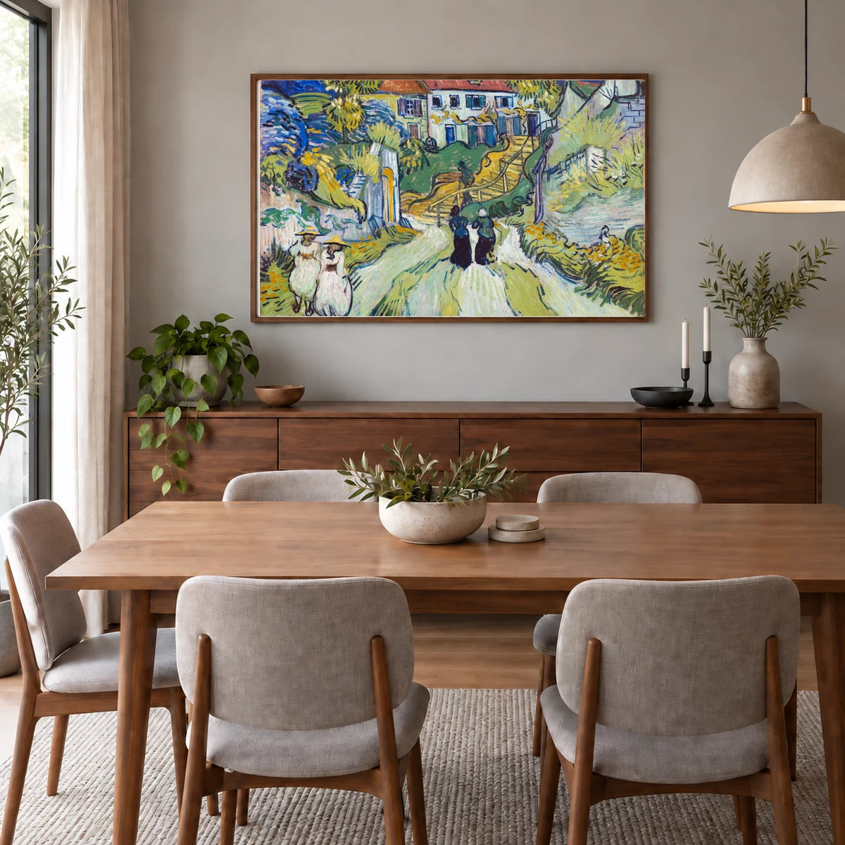 Vincent Van Gogh S Stairway At Auvers — Neo-Impressionism shown in a styled interior