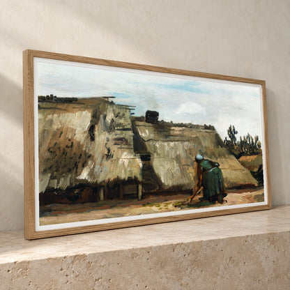 A Peasant Woman Digging In Front Of Her Cottage (c.1885) By Vincent Van Gogh — Neo-Impressionism neo-impressionism print by SaamCrafts