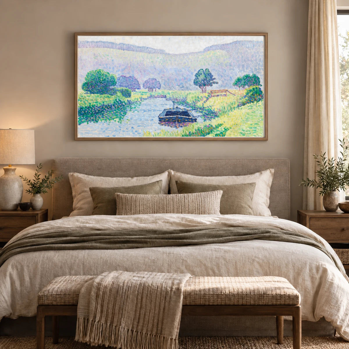 Amberleyn Jokilaakso (arunjoki), 1911, By Alfred William Finch — Neo-Impressionism shown in a styled interior