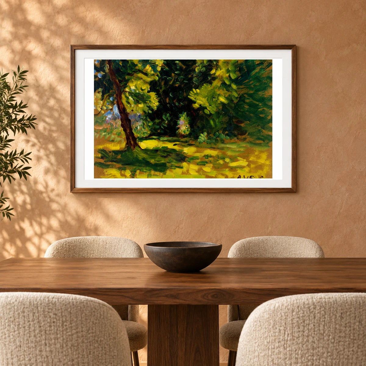 Bushes, 1919, By Alfred William Finch — Neo-Impressionism shown in a styled interior