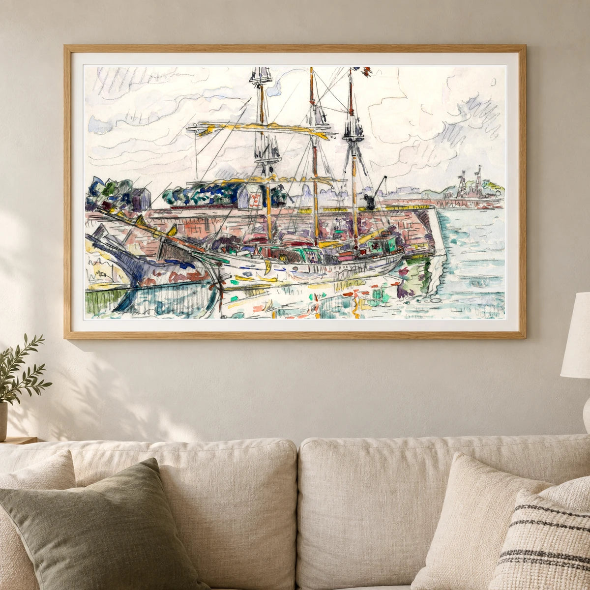 Docks At Saint Malo (1927) Paul Signac — Neo-Impressionism shown in a styled interior