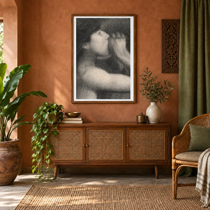 Georges Seurat Echo, Bathers At Asnières — Neo-Impressionism shown in a styled interior