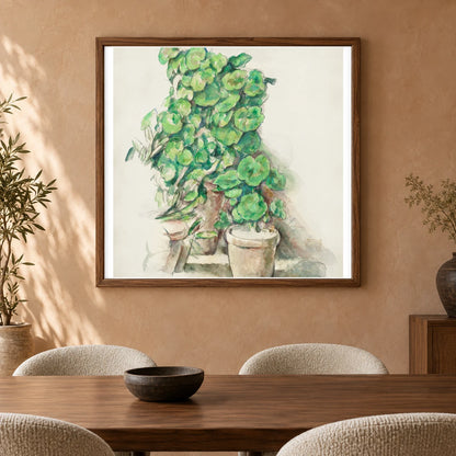 Geraniums (ca. 1888–1890) By Paul Cézanne — Neo-Impressionism shown in a styled interior