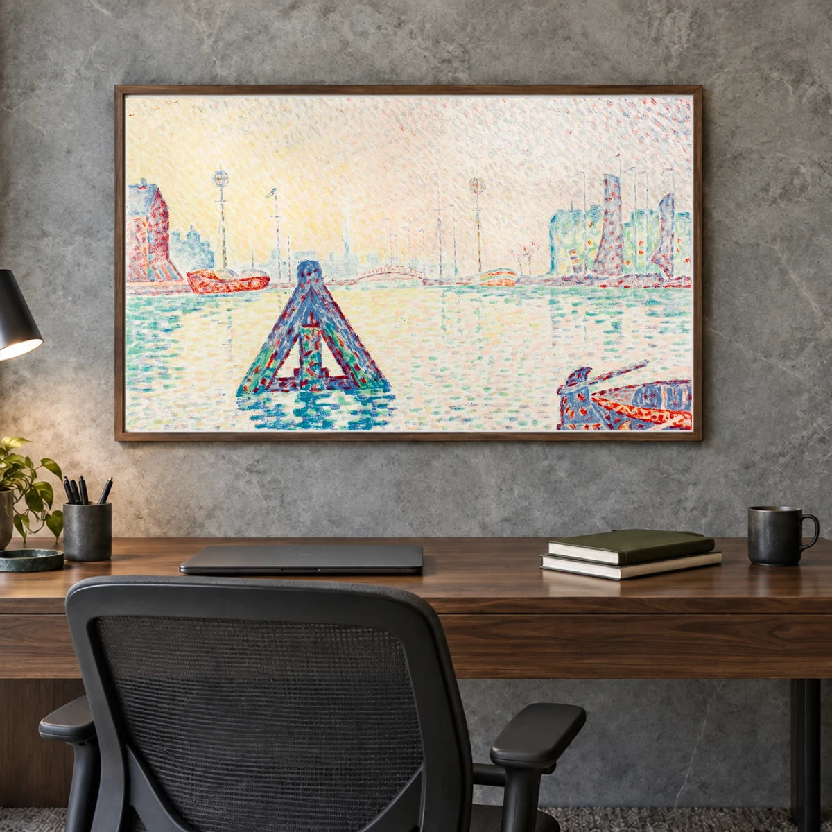 In Holland–the Buoy (1896) Paul Signac — Neo-Impressionism shown in a styled interior