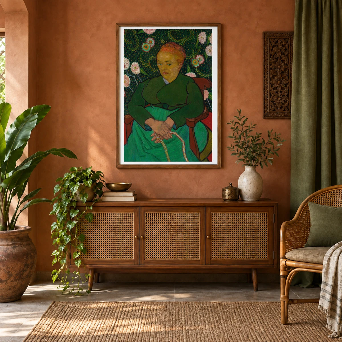 La Berceuse (woman Rocking A Cradle Augustine Alix Pellicot Roulin — Neo-Impressionism shown in a styled interior