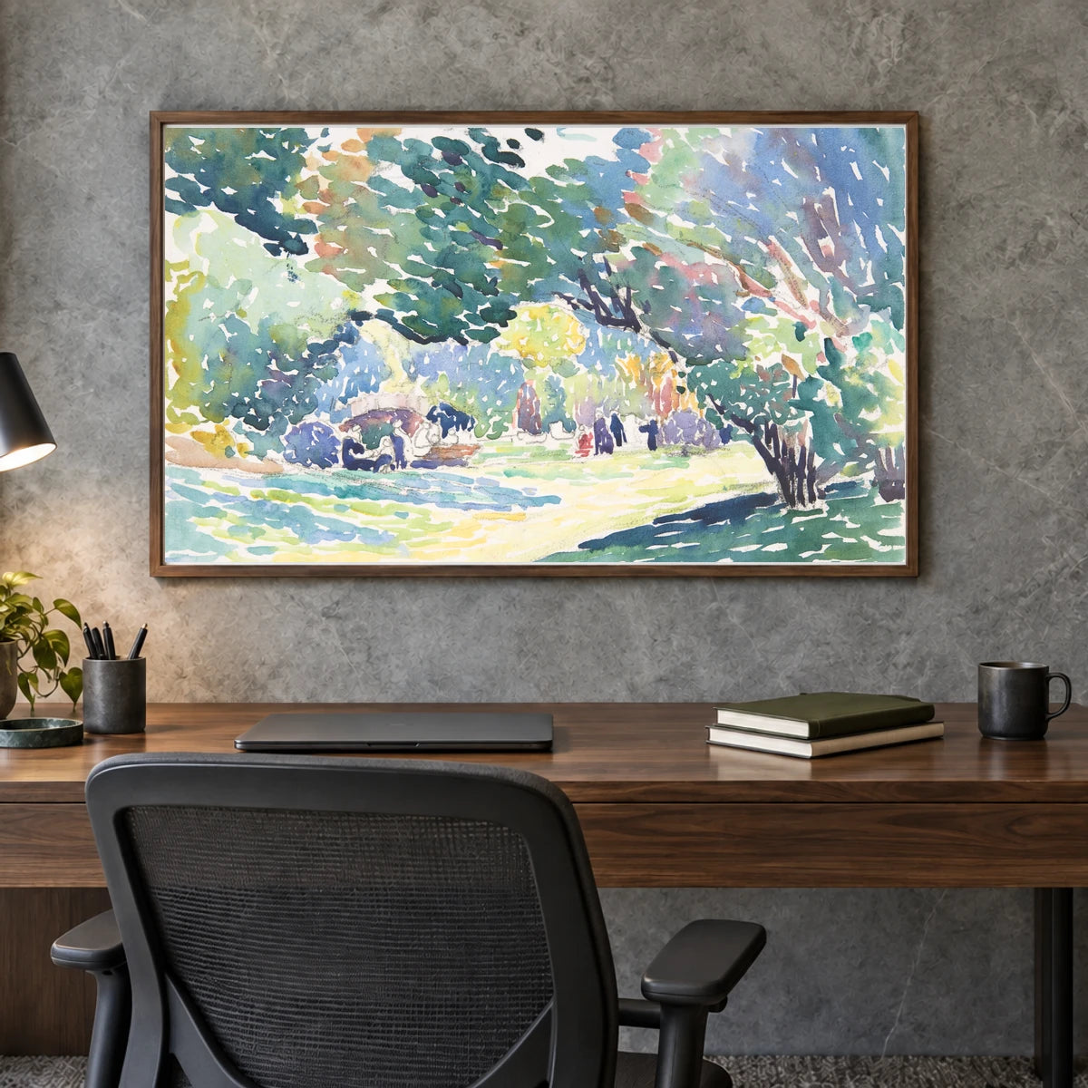 Landscapeca (1904) Henri Edmond Cross — Neo-Impressionism shown in a styled interior