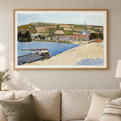 Les Andelys, Côte D’aval (1886) Paul Signac — Neo-Impressionism shown in a styled interior