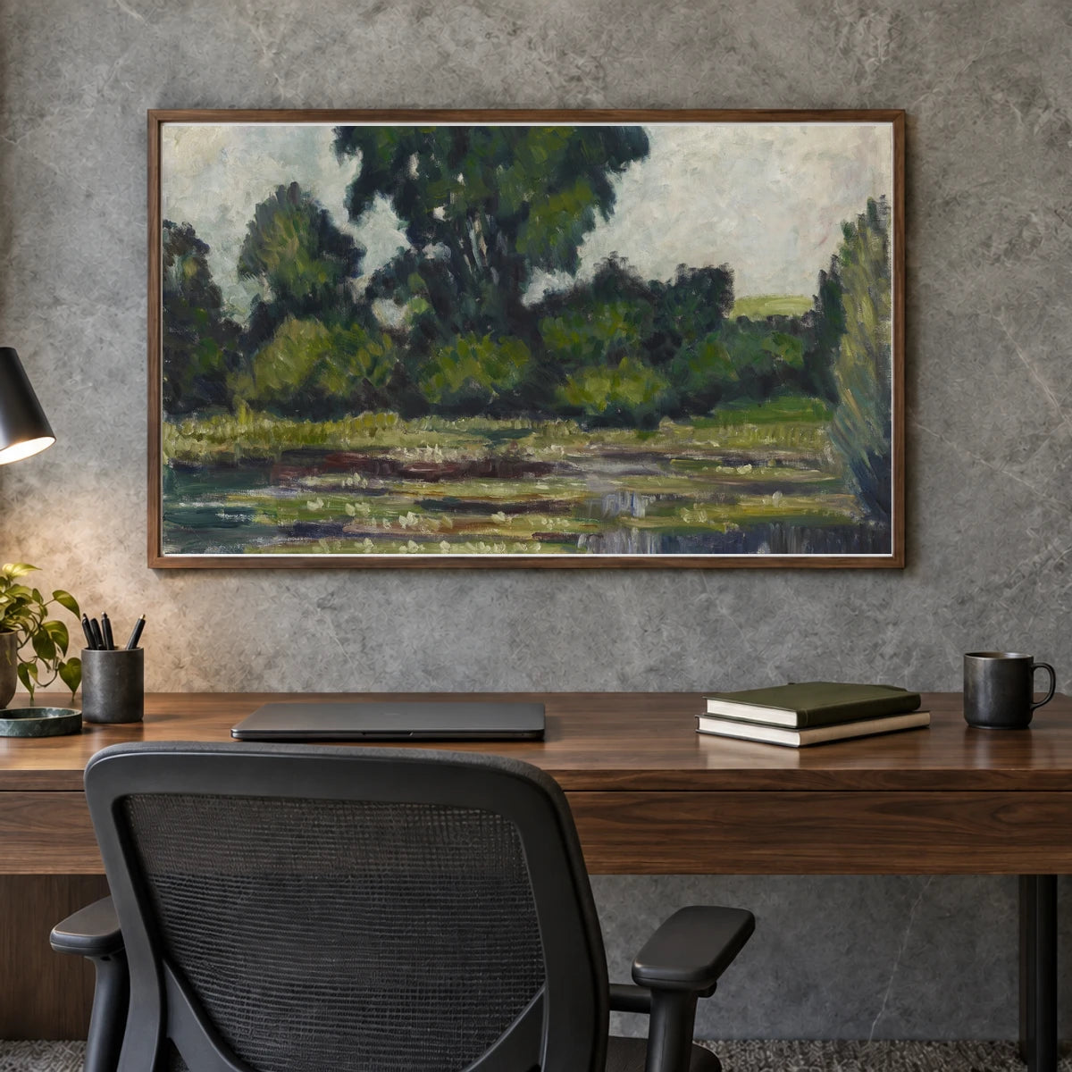 Lumpeita, 1928, By Alfred William Finch — Neo-Impressionism shown in a styled interior