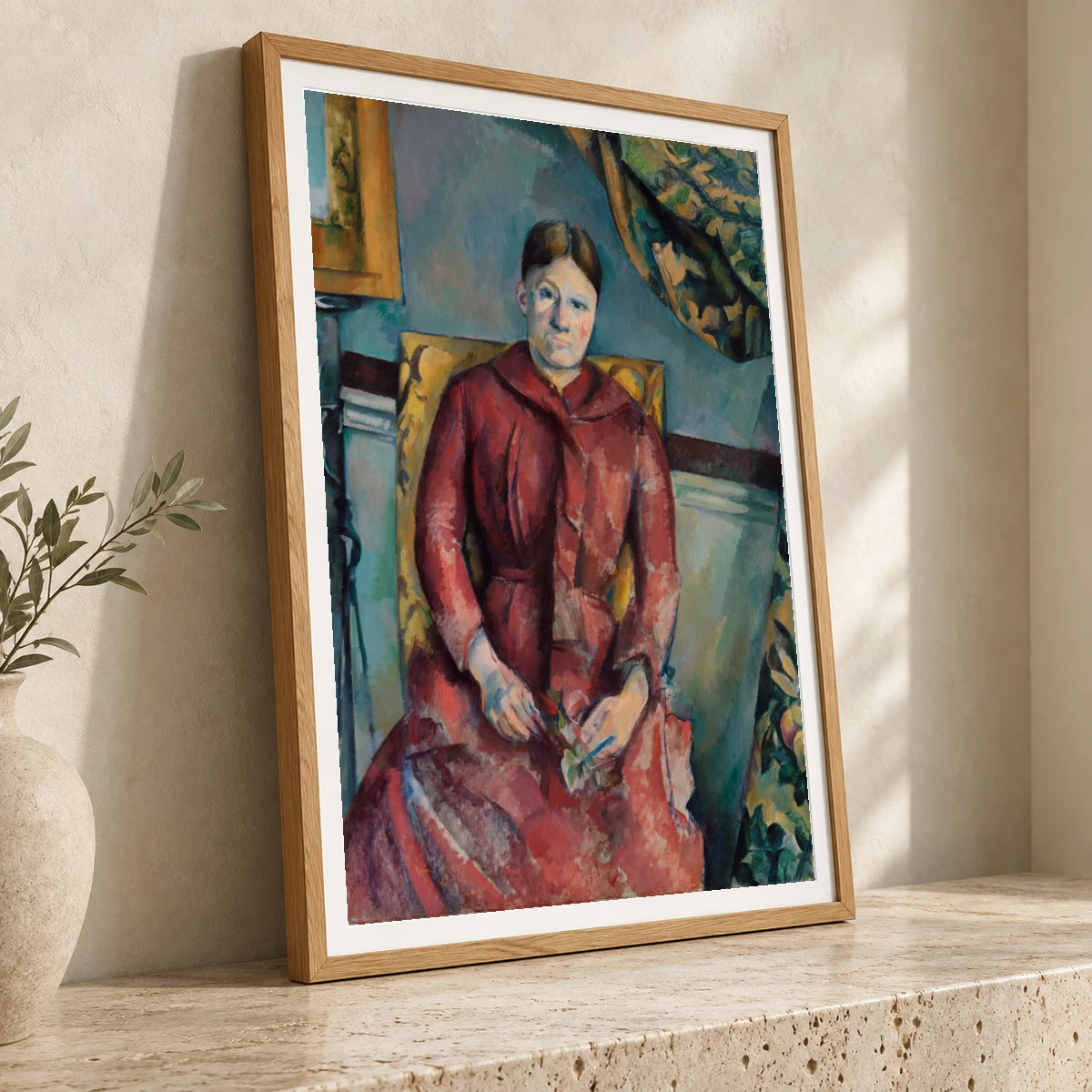 Madame Cézanne (hortense Fiquet, 1850–1922) In A Red Dress (ca. 1888–1890) By Paul Cézanne — Neo-Impressionism neo-impressionism print by SaamCrafts