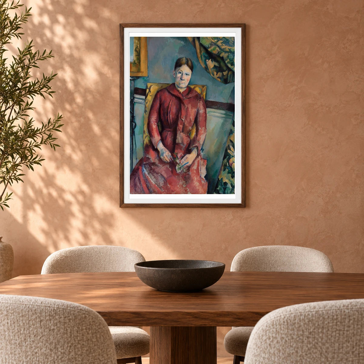 Madame Cézanne (hortense Fiquet, 1850–1922) In A Red Dress (ca. 1888–1890) By Paul Cézanne — Neo-Impressionism shown in a styled interior