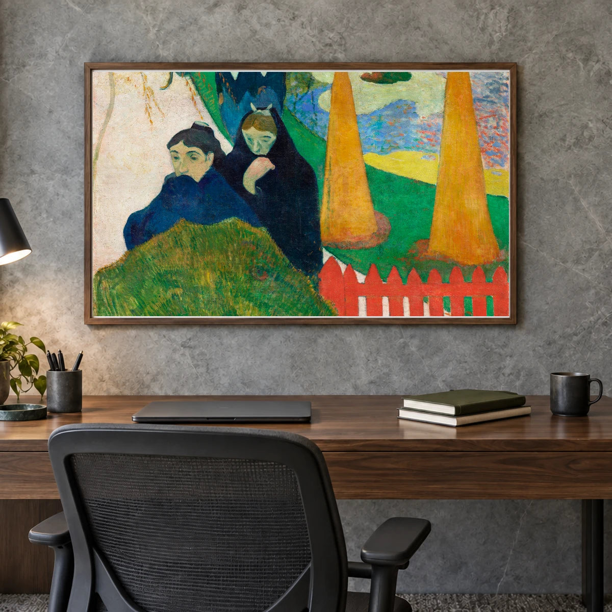 Mistral (arlésiennes) (1888) By Paul Gauguin — Neo-Impressionism shown in a styled interior