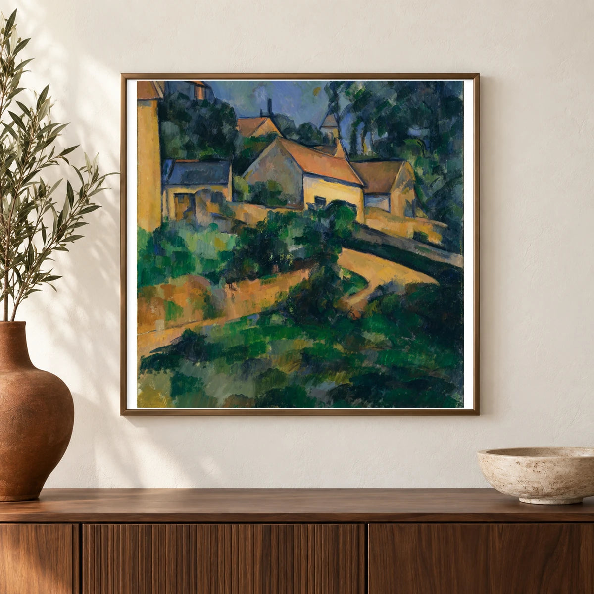 Paul Cézanne S La Route Tournante À Montgeroult — Neo-Impressionism shown in a styled interior