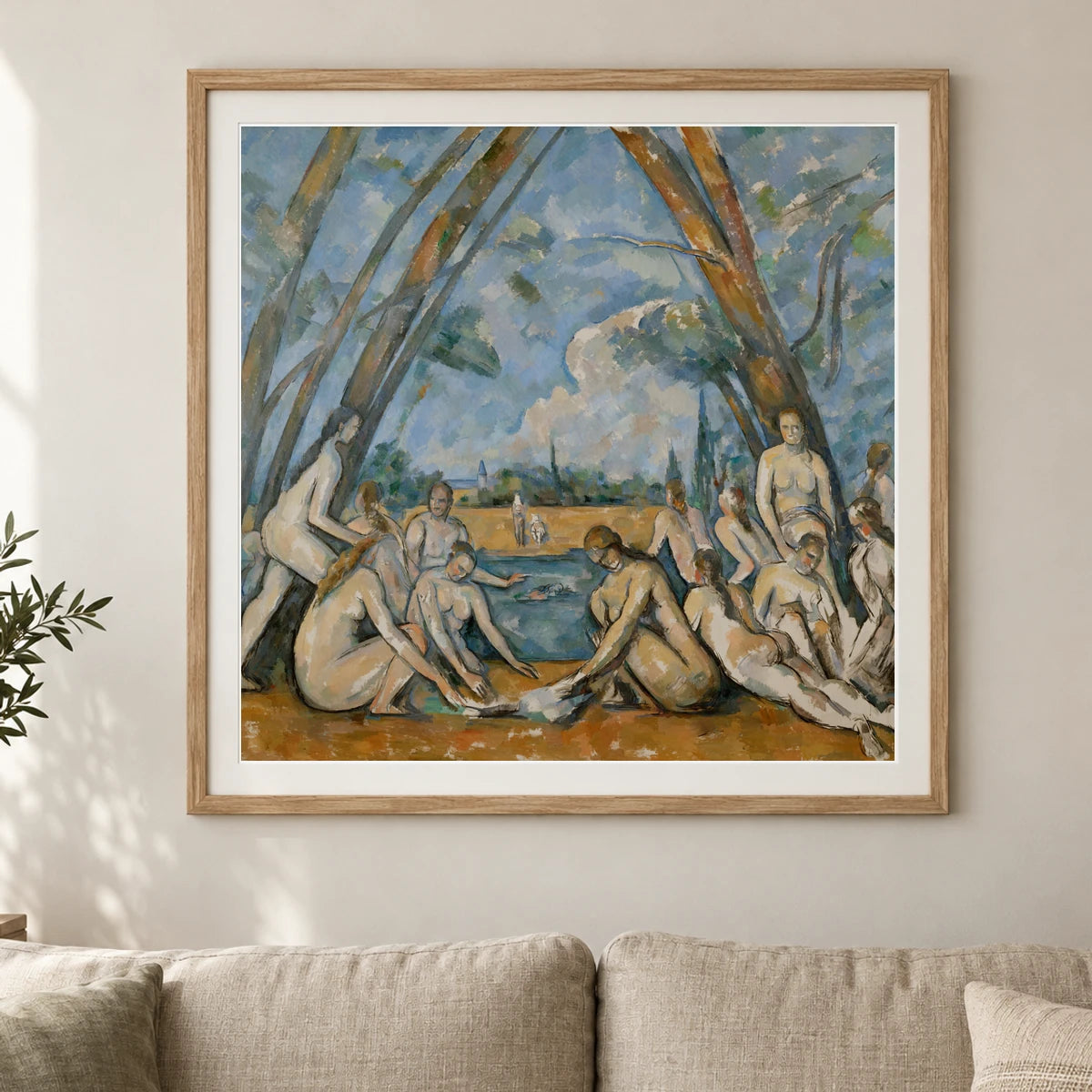 Paul Cézanne S Les Grandes Baigneuses (1906) — Neo-Impressionism shown in a styled interior
