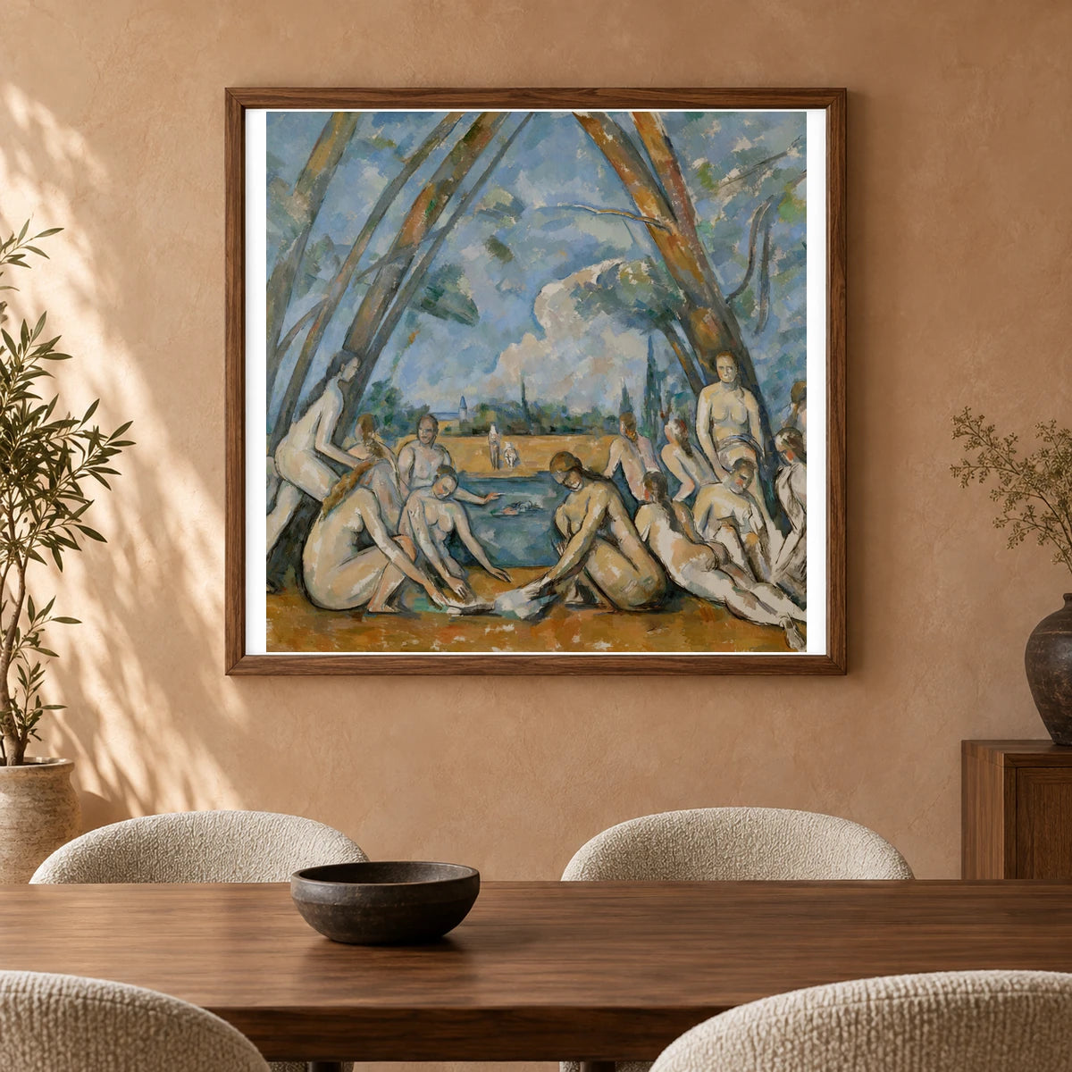 Paul Cézanne S Les Grandes Baigneuses (1906) — Neo-Impressionism shown in a styled interior