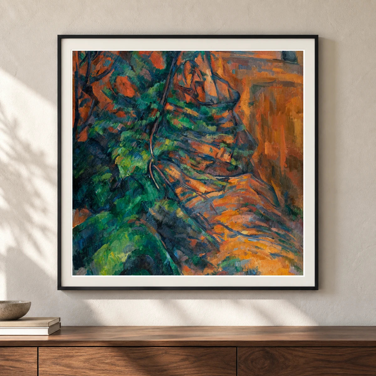 Paul Cézanne S Rocks And Branches — Neo-Impressionism shown in a styled interior