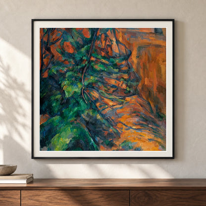 Paul Cézanne S Rocks And Branches — Neo-Impressionism shown in a styled interior