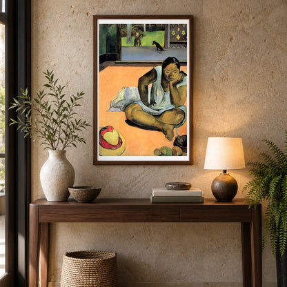 Paul Gauguin S Brooding Woman — Neo-Impressionism shown in a styled interior