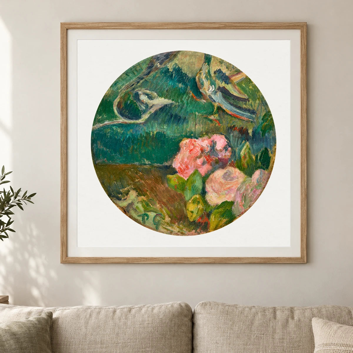 Paul Gauguin S Flowers And Bird — Neo-Impressionism shown in a styled interior